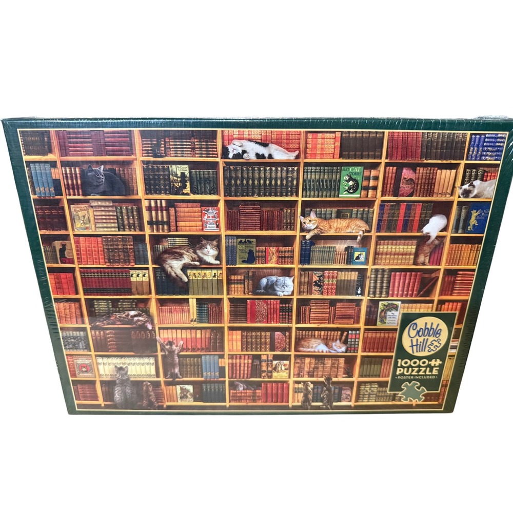 Cobble Hill The Cat‎ Library 1000 Piece Jigsaw Puzzle Factory Sealed NEW USA